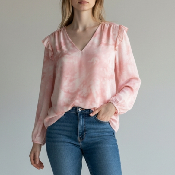 Madewell Tops - NWT Madewell Tie Dye Ruffle Shoulder Top XXS